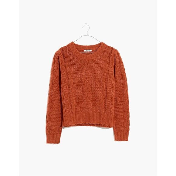 Madewell Ridgecrest Cable Pullover Sweater Heathered Cumin Size Small - Picture 1 of 9